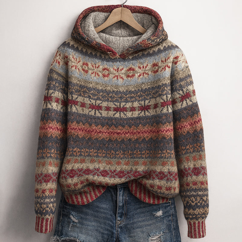 Evory - Women's Knit Patterned Hoodie 3