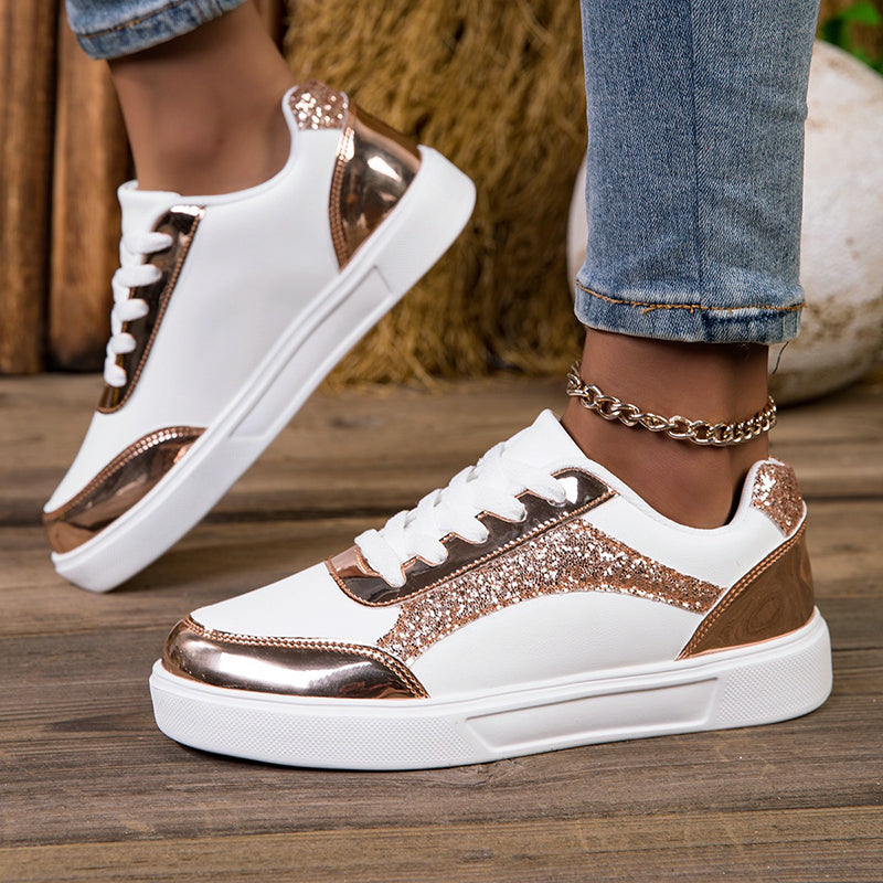 Faye - Women's Glitter Panel Platform Sneakers
