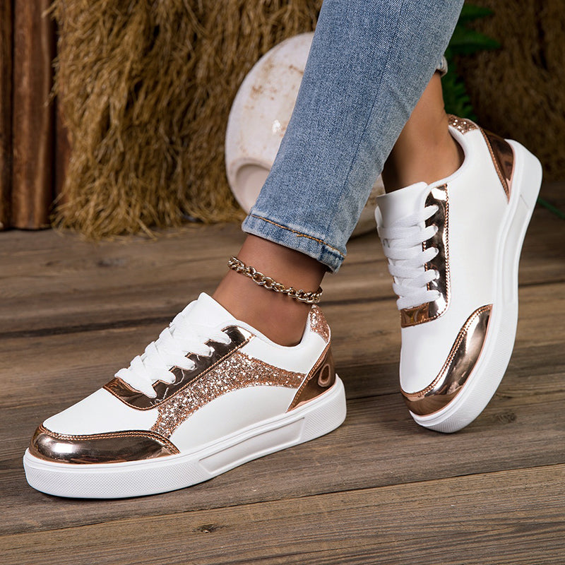 Faye - Women's Glitter Panel Platform Sneakers