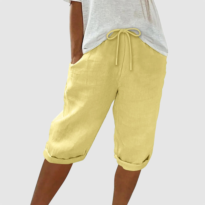 Florence - Women's Cotton Drawstring Capri Pants