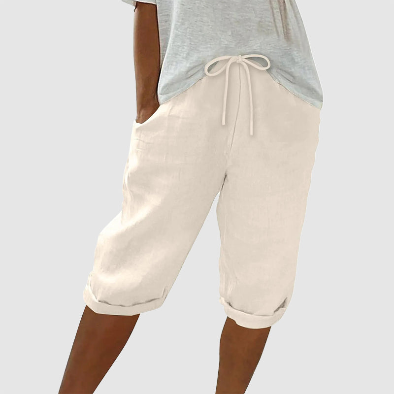 Florence - Women's Cotton Drawstring Capri Pants