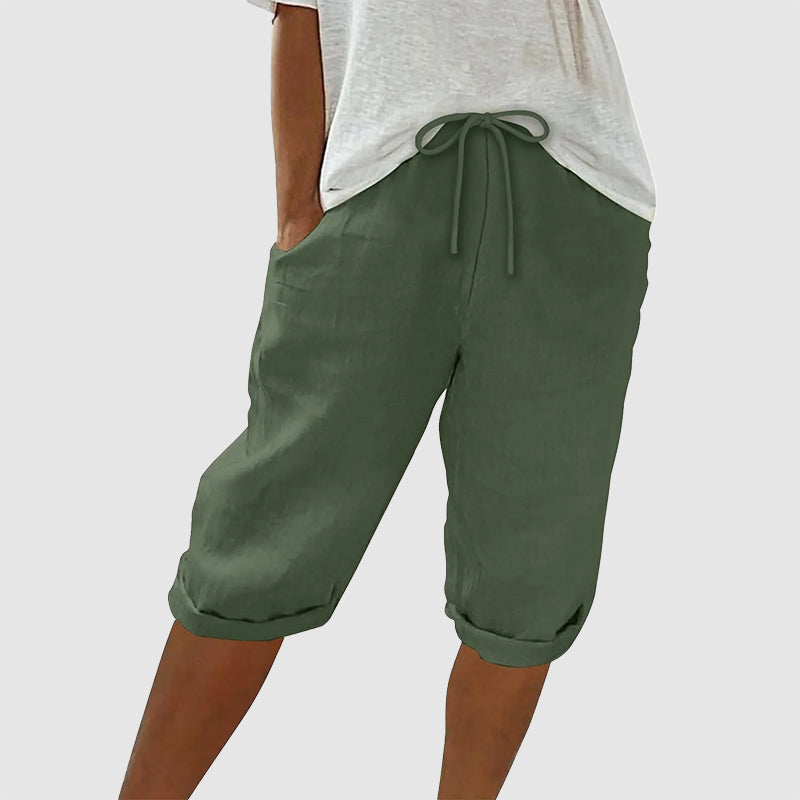 Florence - Women's Cotton Drawstring Capri Pants