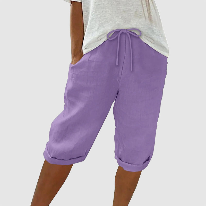 Florence - Women's Cotton Drawstring Capri Pants