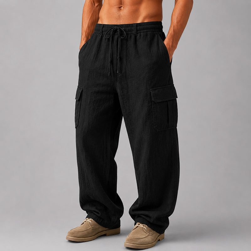 Garrett - Men's Linen Relaxed-Fit Cargo Pants