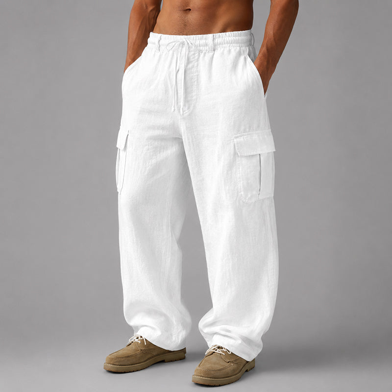 Garrett - Men's Linen Relaxed-Fit Cargo Pants