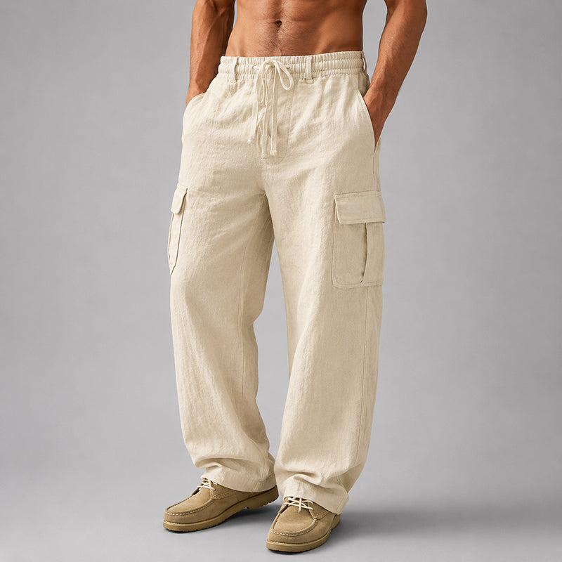 Garrett - Men's Linen Relaxed-Fit Cargo Pants