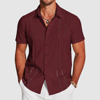 Garrett - Men's Vertical Cutout Button-Up Shirt