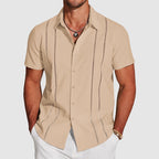 Garrett - Men's Vertical Cutout Button-Up Shirt
