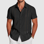 Garrett - Men's Vertical Cutout Button-Up Shirt