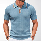 Garrett - Men's Smart Casual Textured Short Sleeve Polo Shirt