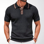 Garrett - Men's Smart Casual Textured Short Sleeve Polo Shirt