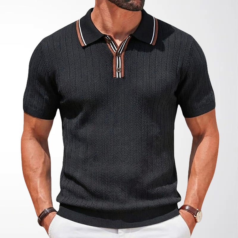 Garrett - Men's Smart Casual Textured Short Sleeve Polo Shirt