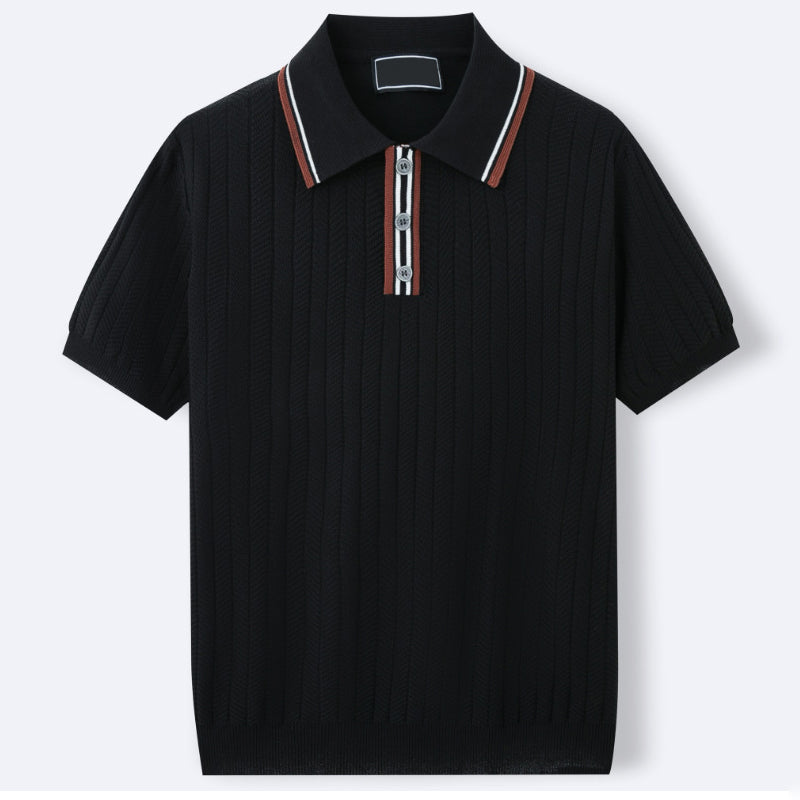 Garrett - Men's Smart Casual Textured Short Sleeve Polo Shirt