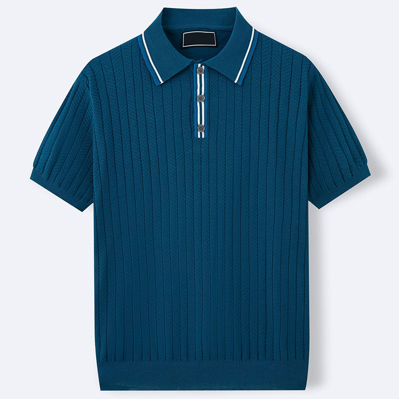 Garrett - Men's Smart Casual Textured Short Sleeve Polo Shirt