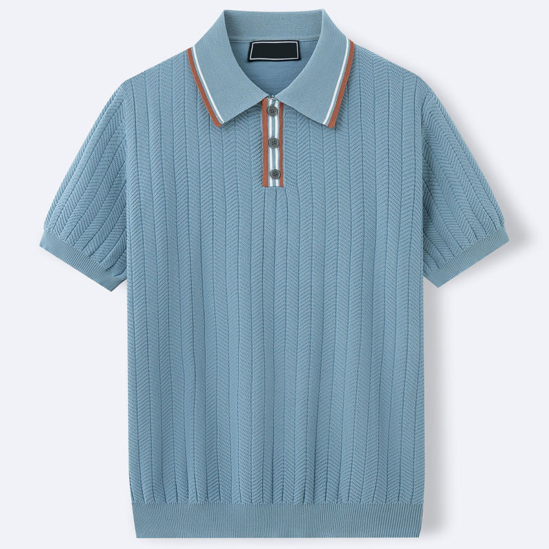 Garrett - Men's Smart Casual Textured Short Sleeve Polo Shirt