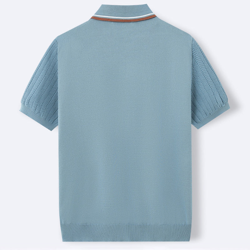Garrett - Men's Smart Casual Textured Short Sleeve Polo Shirt