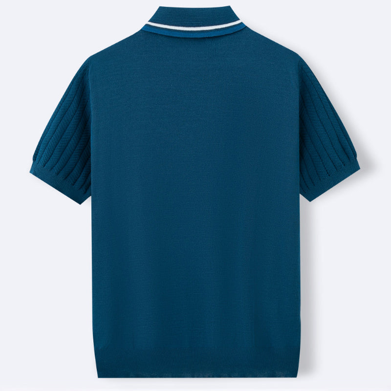Garrett - Men's Smart Casual Textured Short Sleeve Polo Shirt