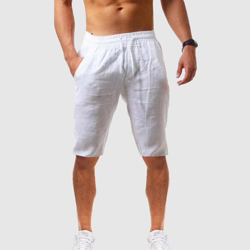 Gavin - Men's Linen Elastic Waist Drawstring Shorts