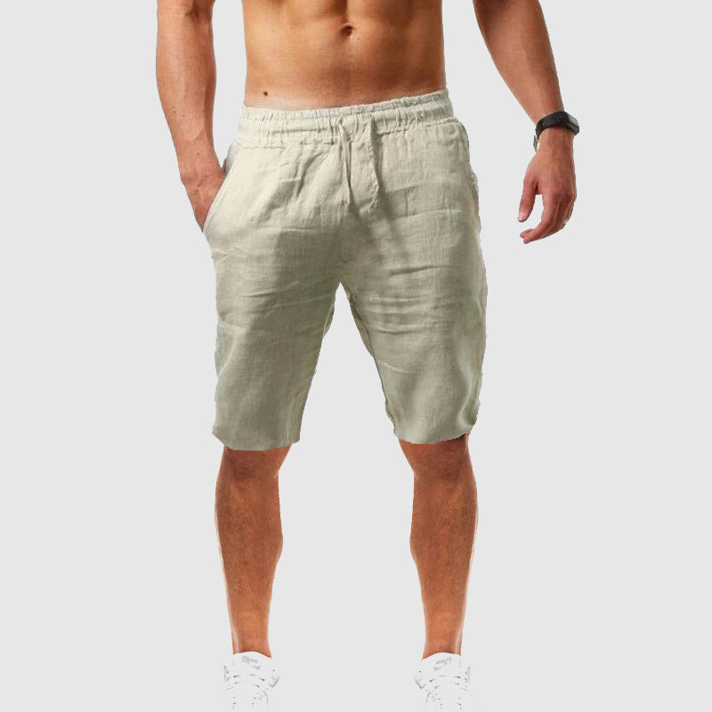 Gavin - Men's Linen Elastic Waist Drawstring Shorts