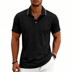 Gavin - Men's Smart Casual Contrast Detail Polo Shirt