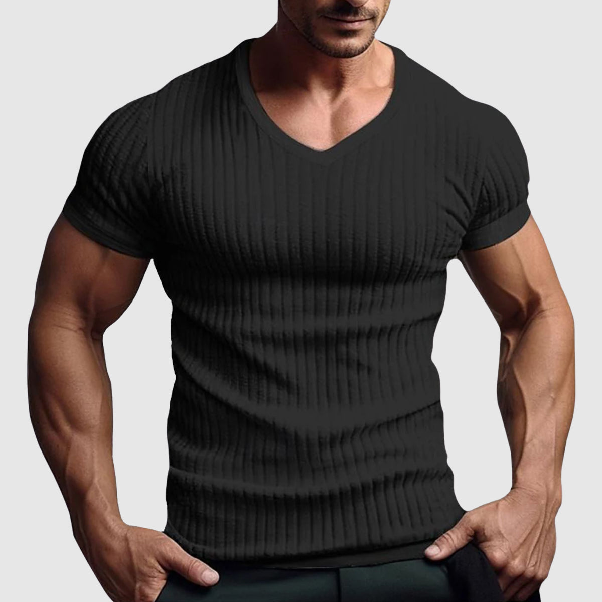 Gavin - Men's Striped V-Neck T-Shirt