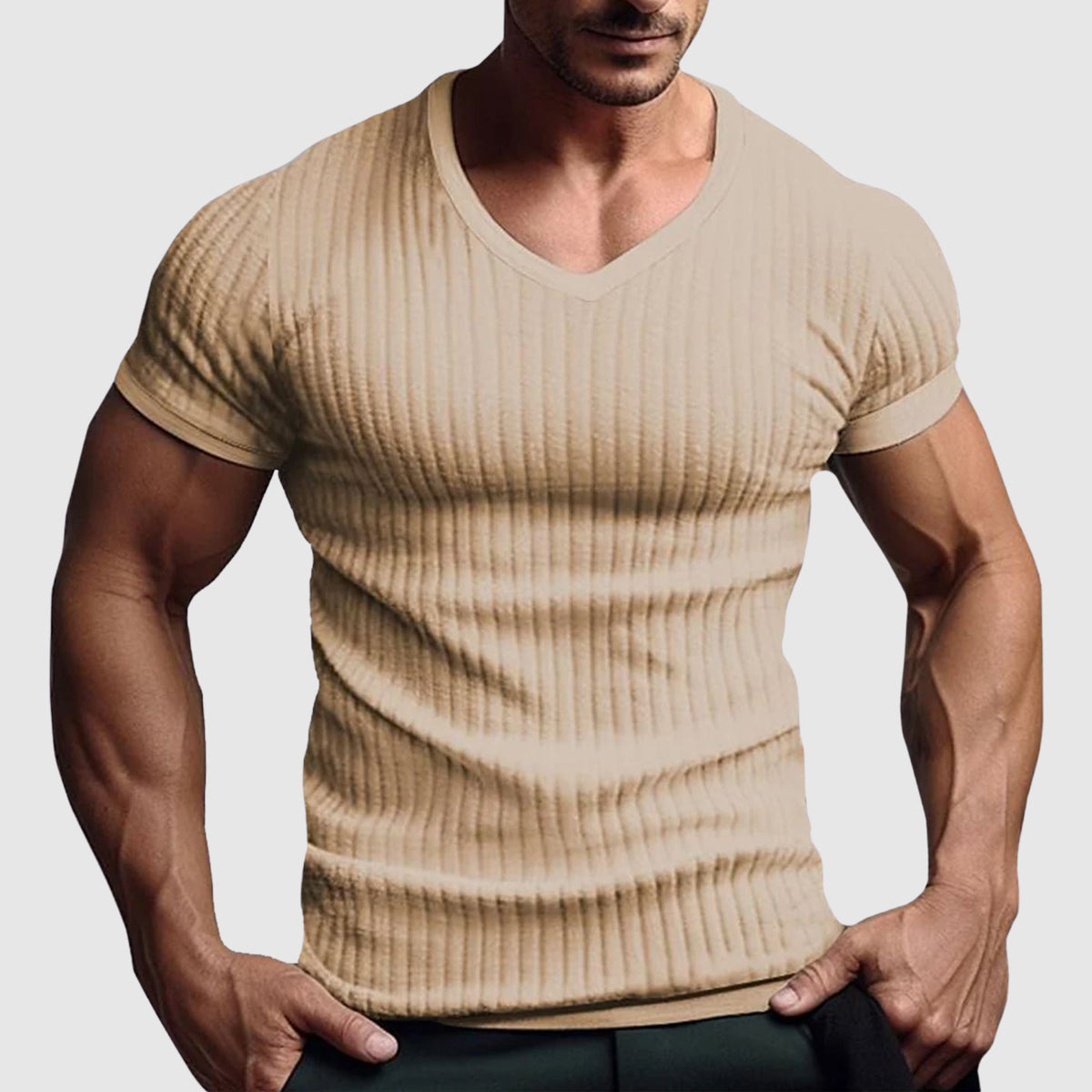 Gavin - Men's Striped V-Neck T-Shirt