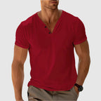 Gavin - Men's Button Detail V-Neck T-Shirt