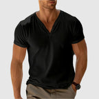 Gavin - Men's Button Detail V-Neck T-Shirt