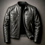 Gavin - Men's Zip-Front Leather Jacket with Chest Pockets
