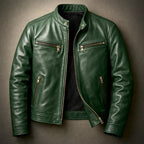 Gavin - Men's Zip-Front Leather Jacket with Chest Pockets