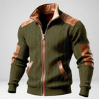 Maxwell - Men's Textured Zip-Up Jacket with Elbow Patches