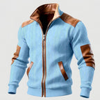 Maxwell - Men's Textured Zip-Up Jacket with Elbow Patches