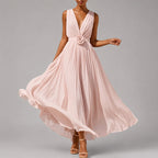 Gemma - Women's Pleated Deep V Midi Dress
