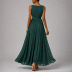 Gemma - Women's Pleated Deep V Midi Dress