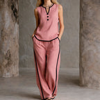 Georgia - Women’s Button-Detail Top and Wide-Leg Set