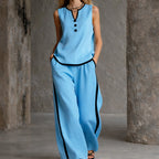 Georgia - Women’s Button-Detail Top and Wide-Leg Set