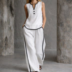 Georgia - Women’s Button-Detail Top and Wide-Leg Set