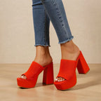 Georgia - Women's Square-Toe High-Platform Heeled Sandals