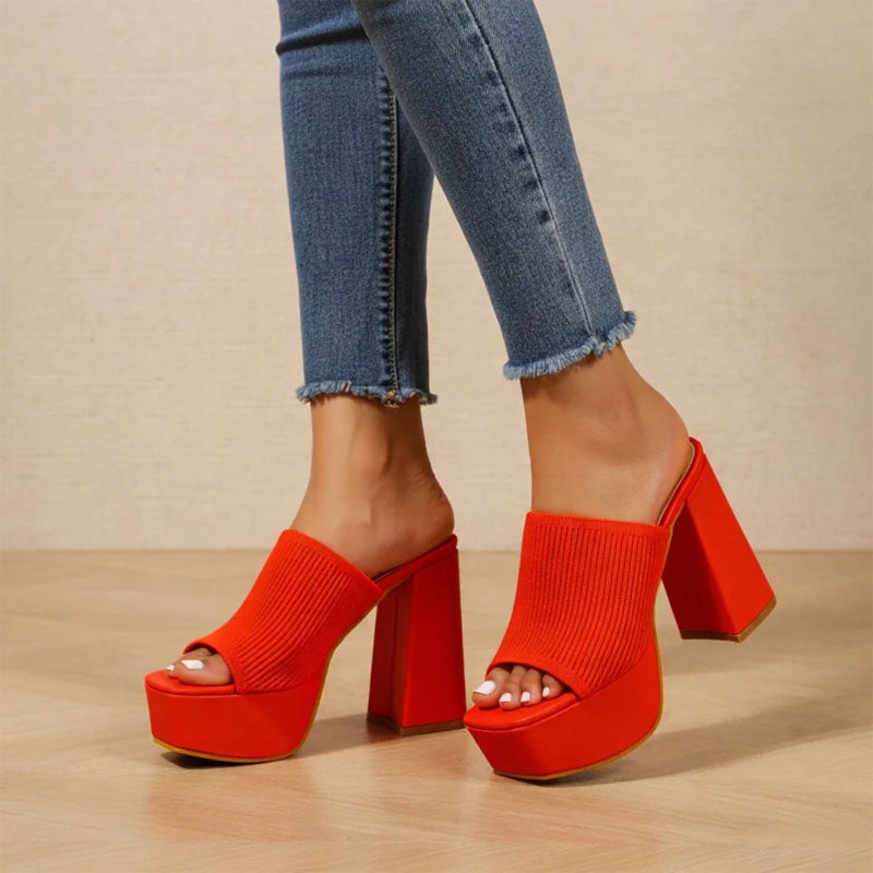 Georgia - Women's Square-Toe High-Platform Heeled Sandals