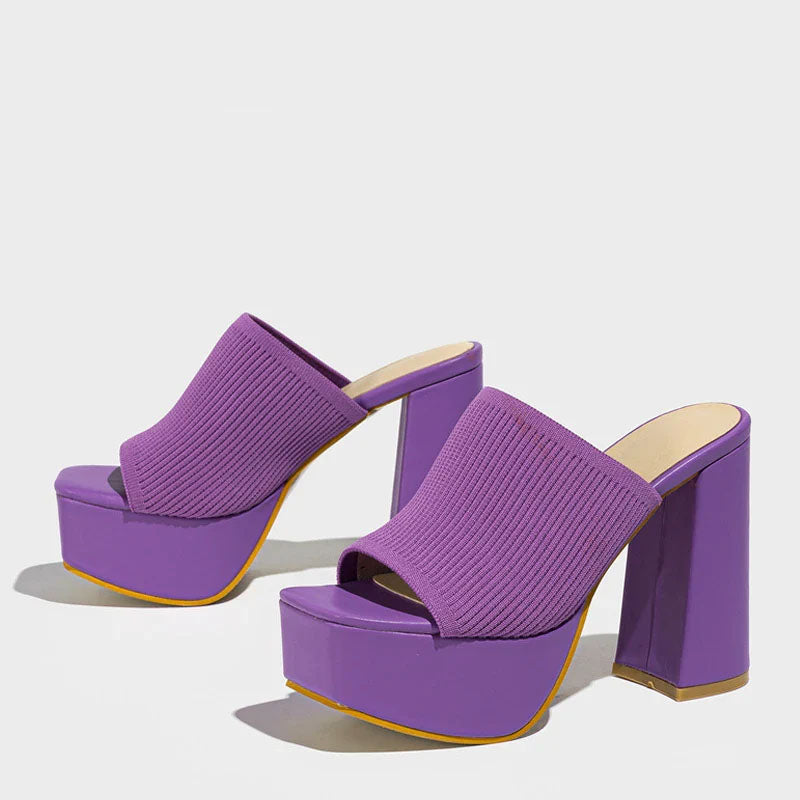 Georgia - Women's Square-Toe High-Platform Heeled Sandals