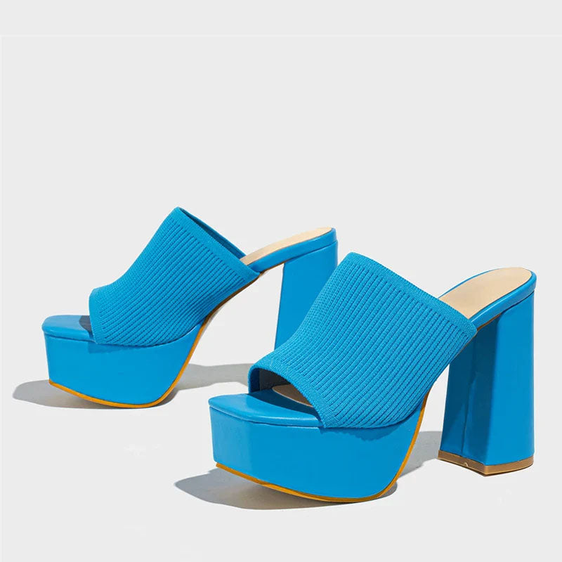 Georgia - Women's Square-Toe High-Platform Heeled Sandals