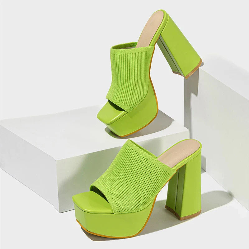 Georgia - Women's Square-Toe High-Platform Heeled Sandals