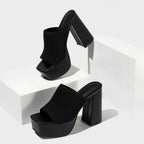 Georgia - Women's Square-Toe High-Platform Heeled Sandals
