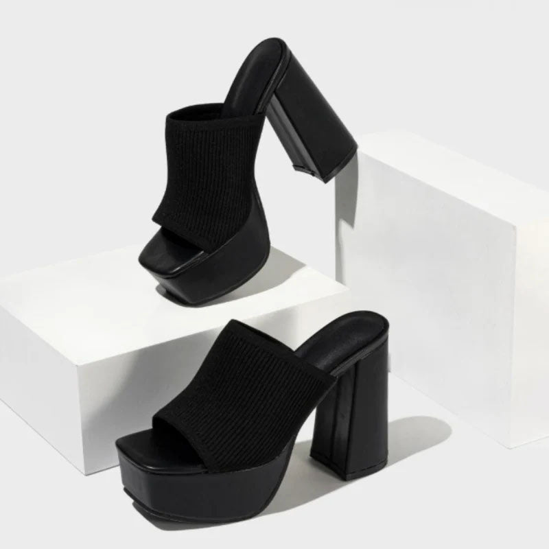 Georgia - Women's Square-Toe High-Platform Heeled Sandals