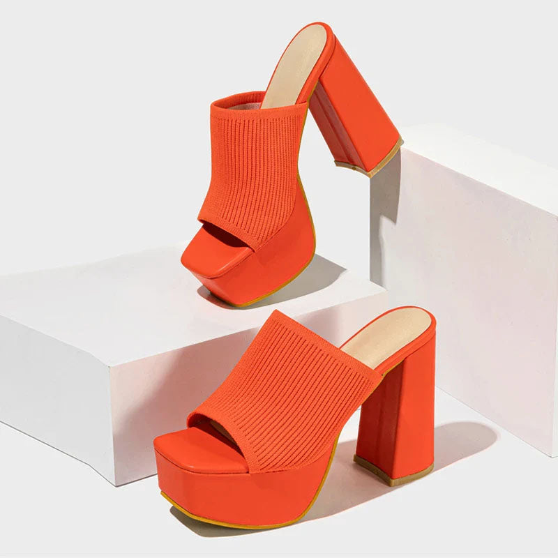 Georgia - Women's Square-Toe High-Platform Heeled Sandals