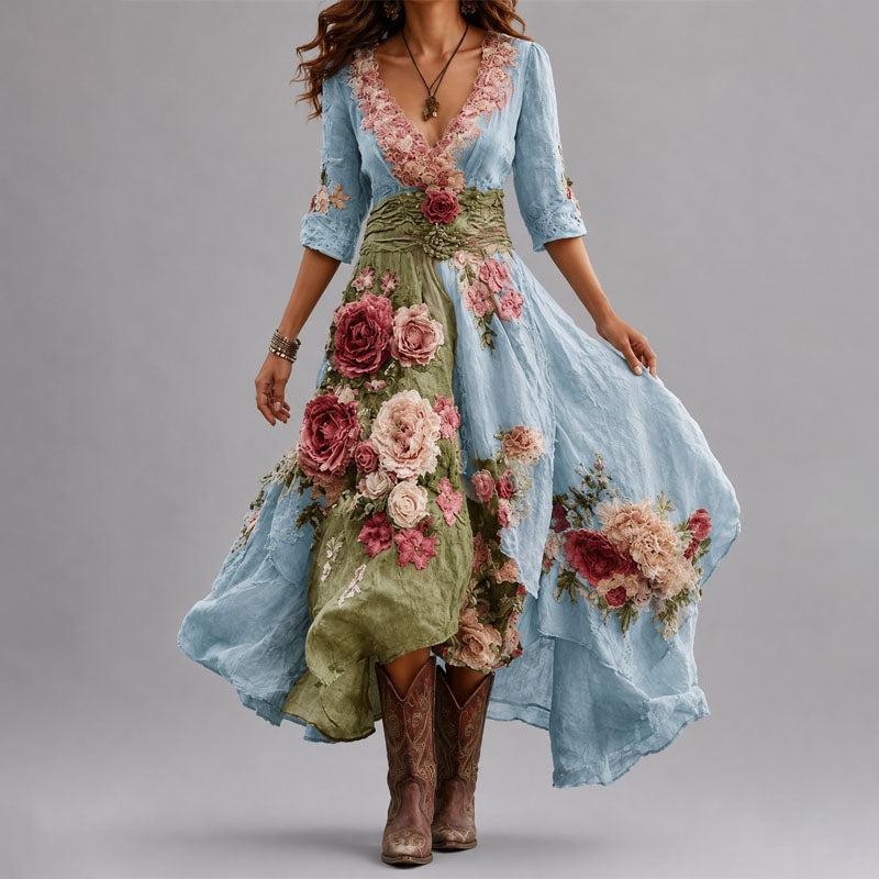 Gillian - Women's Bohemian Floral Flow Maxi Dress