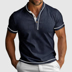 Grant - Men's Stand Collar Short Sleeve Textured Knit Shirt