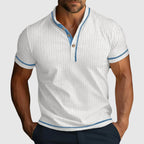 Grant - Men's Stand Collar Short Sleeve Textured Knit Shirt