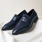 Gregory - Men's Velvet Panel Penny Strap Loafers