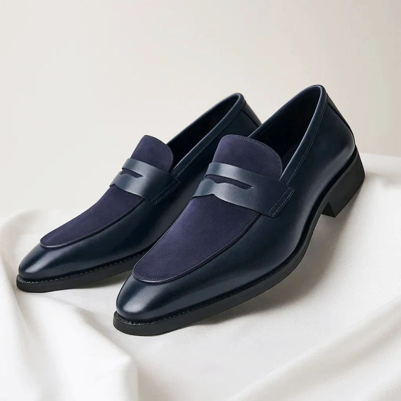 Gregory - Men's Velvet Panel Penny Strap Loafers